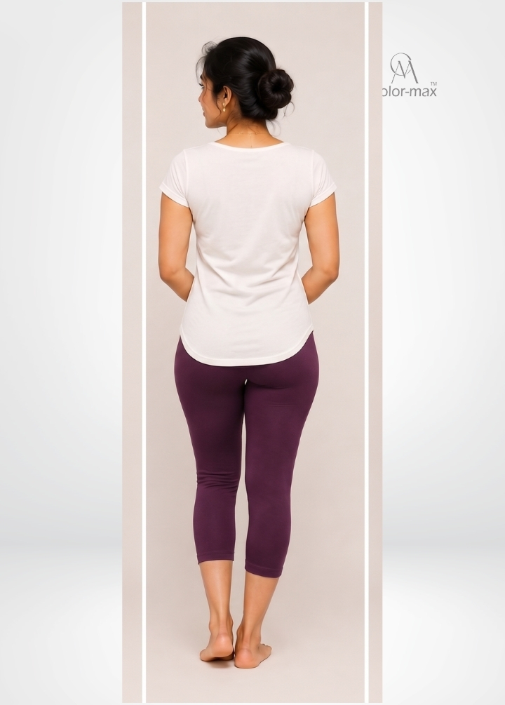 WINE - Premium Cotton Lycra Capri Leggings - Hover